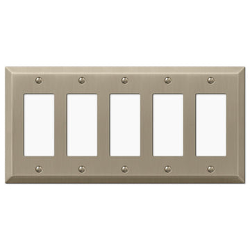 Century Brushed Bronze Steel - 5 Rocker Wallplate - Wallplate Warehouse 163R5BZ 070686574775 5 Rocker