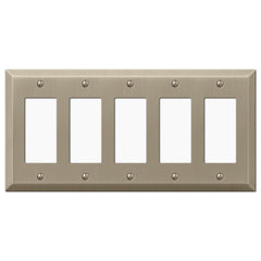 Century Brushed Bronze Steel - 5 Rocker Wallplate