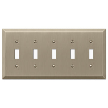Century Brushed Bronze Steel - 5 Toggle Wallplate - Wallplate Warehouse 163T5BZ 070686574768 5 Toggle