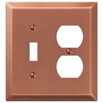 Century Brushed Copper Steel - 1 Toggle / 1 Duplex Wallplate - Wallplate Warehouse 163TDAC 070686569412 1 Toggle / 1 Duplex