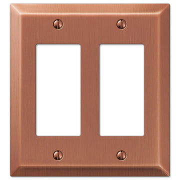 Century Brushed Copper Steel - 2 Rocker Wallplate - Wallplate Warehouse 163RRAC 070686569405 2 Rocker