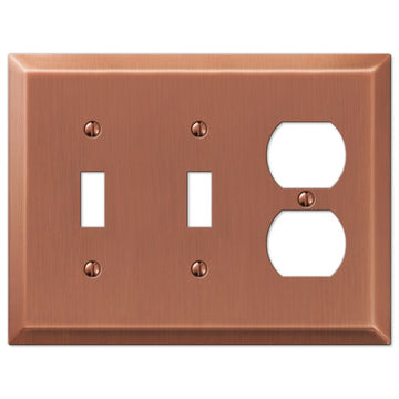 Century Brushed Copper Steel - 2 Toggle / 1 Duplex Wallplate - Wallplate Warehouse 163TTDAC 070686578469 2 Toggle / 1 Duplex