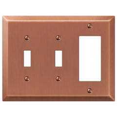 Century Antique Copper Steel - 2 Toggle / 1 Rocker Wallplate
