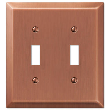 Century Brushed Copper Steel - 2 Toggle Wallplate - Wallplate Warehouse 163TTAC 070686569313 2 Toggle