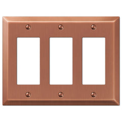 Century Antique Copper Steel - 3 Rocker Wallplate