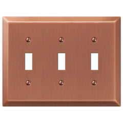 Century Antique Copper Steel - 3 Toggle Wallplate