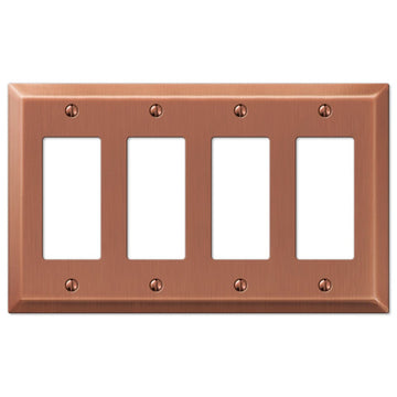 Century Brushed Copper Steel - 4 Rocker Wallplate - Wallplate Warehouse 163R4AC 070686578490 4 Rocker