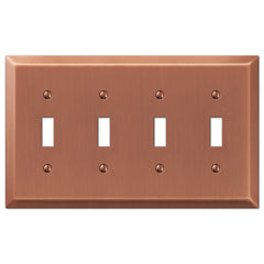 Century Antique Copper Steel - 4 Toggle Wallplate