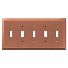 Century Antique Copper Steel - 5 Toggle Wallplate