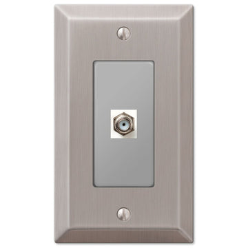 Century Brushed Nickel Steel - 1 Cable Jack Wallplate - Wallplate Warehouse 163CXBN 070686580394 Cable Jacks