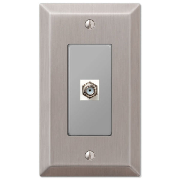 Century Brushed Nickel Steel - 1 Cable Jack Wallplate - Wallplate Warehouse 163CXBN 070686580394 Cable Jacks
