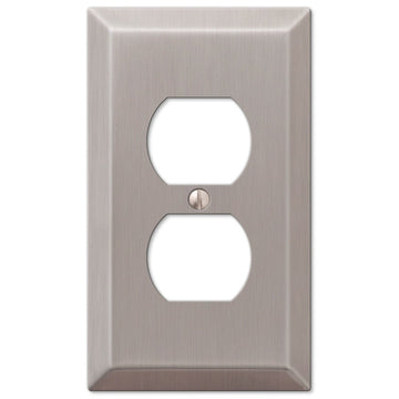 Century Brushed Nickel Steel - 1 Duplex Wallplate - Wallplate Warehouse 163DBN 070686569283 1 Duplex