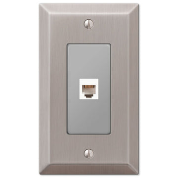 Century Brushed Nickel Steel - 1 Phone Jack Wallplate - Wallplate Warehouse 163PHBN 070686580462 Phone Jacks