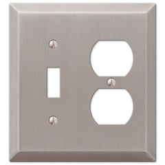 Century Brushed Nickel Steel - 1 Toggle / 1 Duplex Wallplate