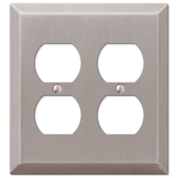 Century Brushed Nickel Steel - 2 Duplex Wallplate - Wallplate Warehouse 163DDBN 070686569375 2 Duplex