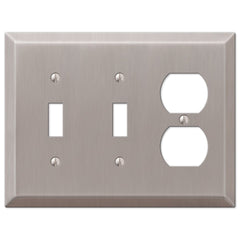 Century Brushed Nickel Steel - 2 Toggle / 1 Duplex Wallplate