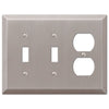 Century Brushed Nickel Steel - 2 Toggle / 1 Duplex Wallplate - Wallplate Warehouse 163TTDBN 070686574546 2 Toggle / 1 Duplex