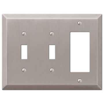 Century Brushed Nickel Steel - 2 Toggle / 1 Rocker Wallplate - Wallplate Warehouse 163TTRBN 070686574553 2 Toggle / 1 Rocker