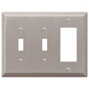 Century Brushed Nickel Steel - 2 Toggle / 1 Rocker Wallplate - Wallplate Warehouse 163TTRBN 070686574553 2 Toggle / 1 Rocker