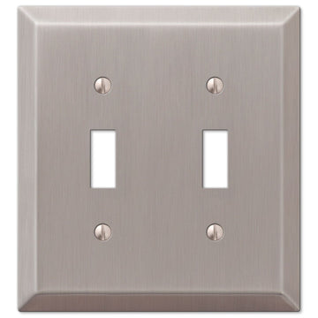 Century Brushed Nickel Steel - 2 Toggle Wallplate - Wallplate Warehouse 163TTBN 070686569269 2 Toggle