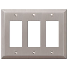 Century Brushed Nickel Steel - 3 Rocker Wallplate