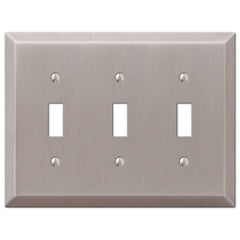 Century Brushed Nickel Steel - 3 Toggle Wallplate