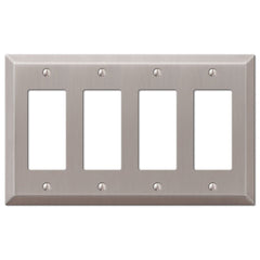 Century Brushed Nickel Steel - 4 Rocker Wallplate