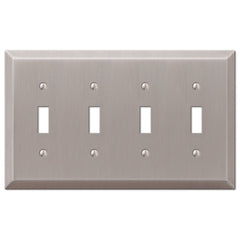Century Brushed Nickel Steel - 4 Toggle Wallplate