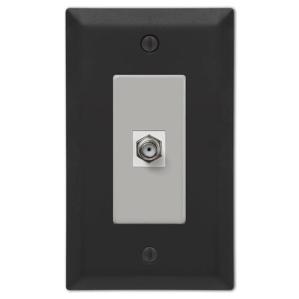 Century Matte Black Steel - 1 Cable Jack Wallplate - Wallplate Warehouse 163CXMB 070686004661 Cable Jacks