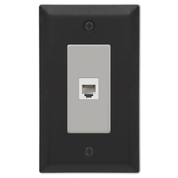 Century Matte Black Steel - 1 Phone Jack Wallplate - Wallplate Warehouse 163PHMB 070686004678 Phone Jacks