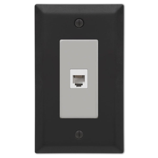 Century Matte Black Steel - 1 Phone Jack Wallplate - Wallplate Warehouse 163PHMB 070686004678 Phone Jacks