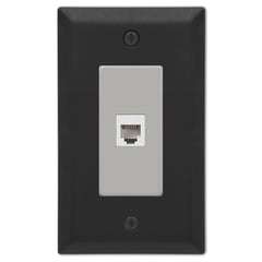 Century Matte Black Steel - 1 Phone Jack Wallplate