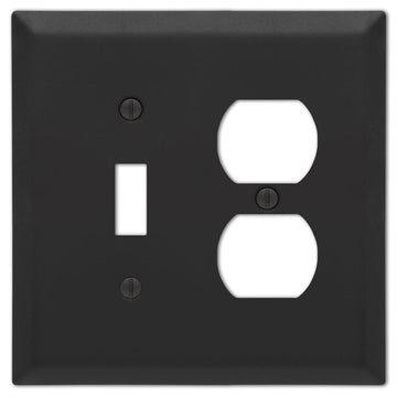 Century Matte Black Steel - 1 Toggle / 1 Duplex Wallplate - Wallplate Warehouse 163TDMB 070686004593 1 Toggle / 1 Duplex