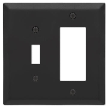 Century Matte Black Steel - 1 Toggle / 1 Rocker Wallplate - Wallplate Warehouse 163TRMB 070686004654 1 Toggle / 1 Rocker