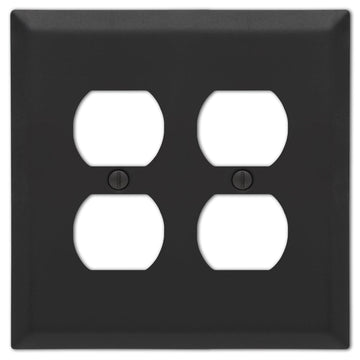 Century Matte Black Steel - 2 Duplex Wallplate - Wallplate Warehouse 163DDMB 070686004586 2 Duplex