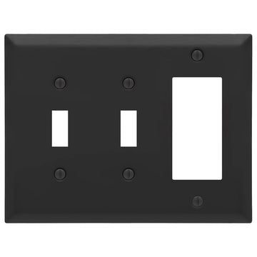 Century Matte Black Steel - 2 Toggle/1 Rocker - Wallplate Warehouse 163TTRMB - B 070686020326 3 Rocker
