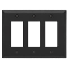 Century Matte Black Steel - 3 Rocker  Wallplate