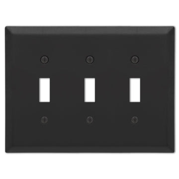 Century Matte Black Steel - 3 Toggle Wallplate - Wallplate Warehouse 163TTTMB 070686004548 3 Rocker