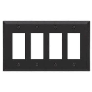 Century Matte Black Steel - 4 Rocker Wallplate - Wallplate Warehouse 163R4MB 070686004630 4 Rocker