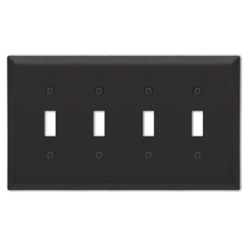 Century Matte Black Steel - 4 Toggle Wallplate - Wallplate Warehouse 163T4MB 070686004555 4 Toggle