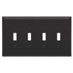 Century Matte Black Steel - 4 Toggle Wallplate
