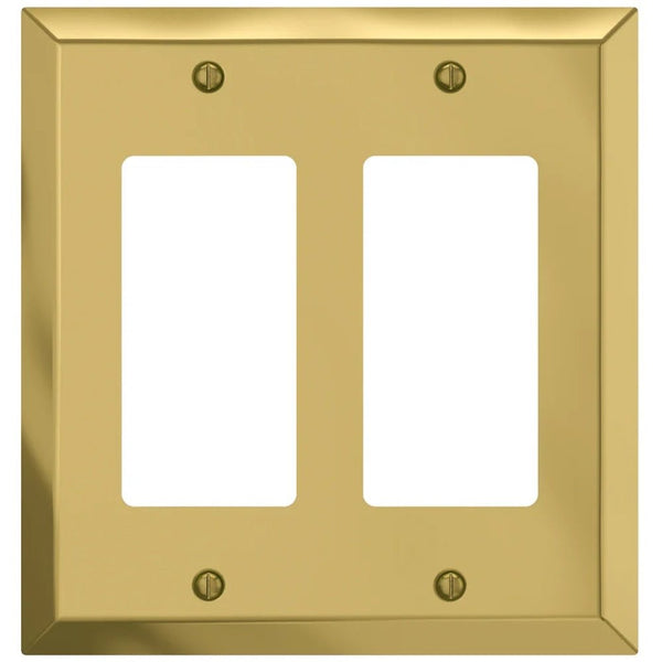 Century Polished Brass Steel - 2 Rocker Wallplate - Wallplate Warehouse 163RRBR 070686400876 2 Rocker