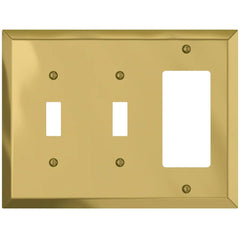 Century Polished Brass Steel - 2 Toggle / 1 Rocker Wallplate