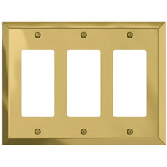 Century Polished Brass Steel - 3 Rocker Wallplate