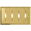 Century Polished Brass Steel - 4 Toggle Wallplate - Wallplate Warehouse 163T4BR 070686164600 4 Toggle