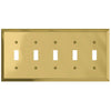 Century Polished Brass Steel - 5 Toggle Wallplate - Wallplate Warehouse 163T5BR 070686579787 5 Toggle