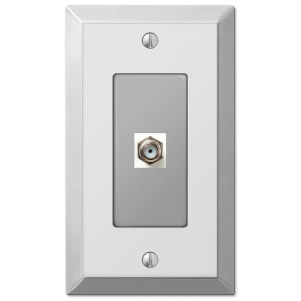 Century Polished Chrome Steel - 1 Cable Jack Wallplate - Wallplate Warehouse 161CX 070686580356 Cable Jacks