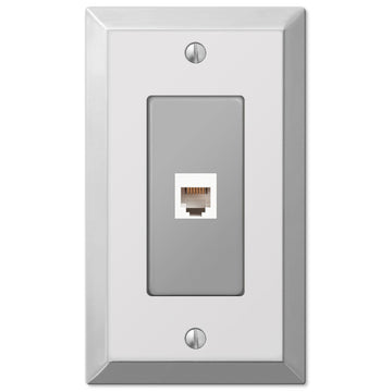 Century Polished Chrome Steel - 1 Phone Jack Wallplate - Wallplate Warehouse 161PH 070686580363 Phone Jacks