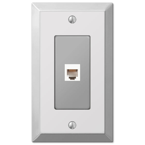 Century Polished Chrome Steel - 1 Phone Jack Wallplate - Wallplate Warehouse 161PH 070686580363 Phone Jacks