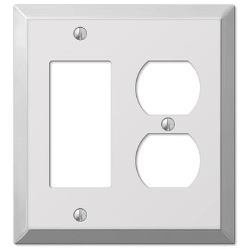 Century Polished Chrome Steel - 1 Rocker / 1 Duplex Wallplate - Wallplate Warehouse 161RD 070686578407 1 Rocker / 1 Duplex